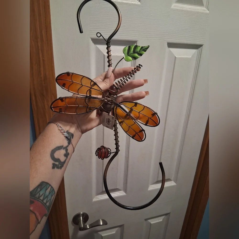 Amber Glass Dragonfly Wall Decor - Unbranded